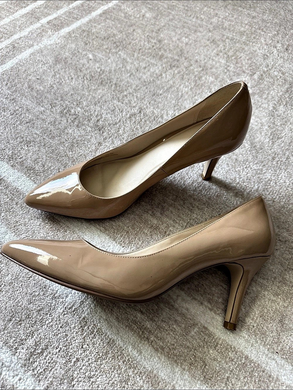 Cole Haan Patent Pointed-Toe Heels in nude US 9